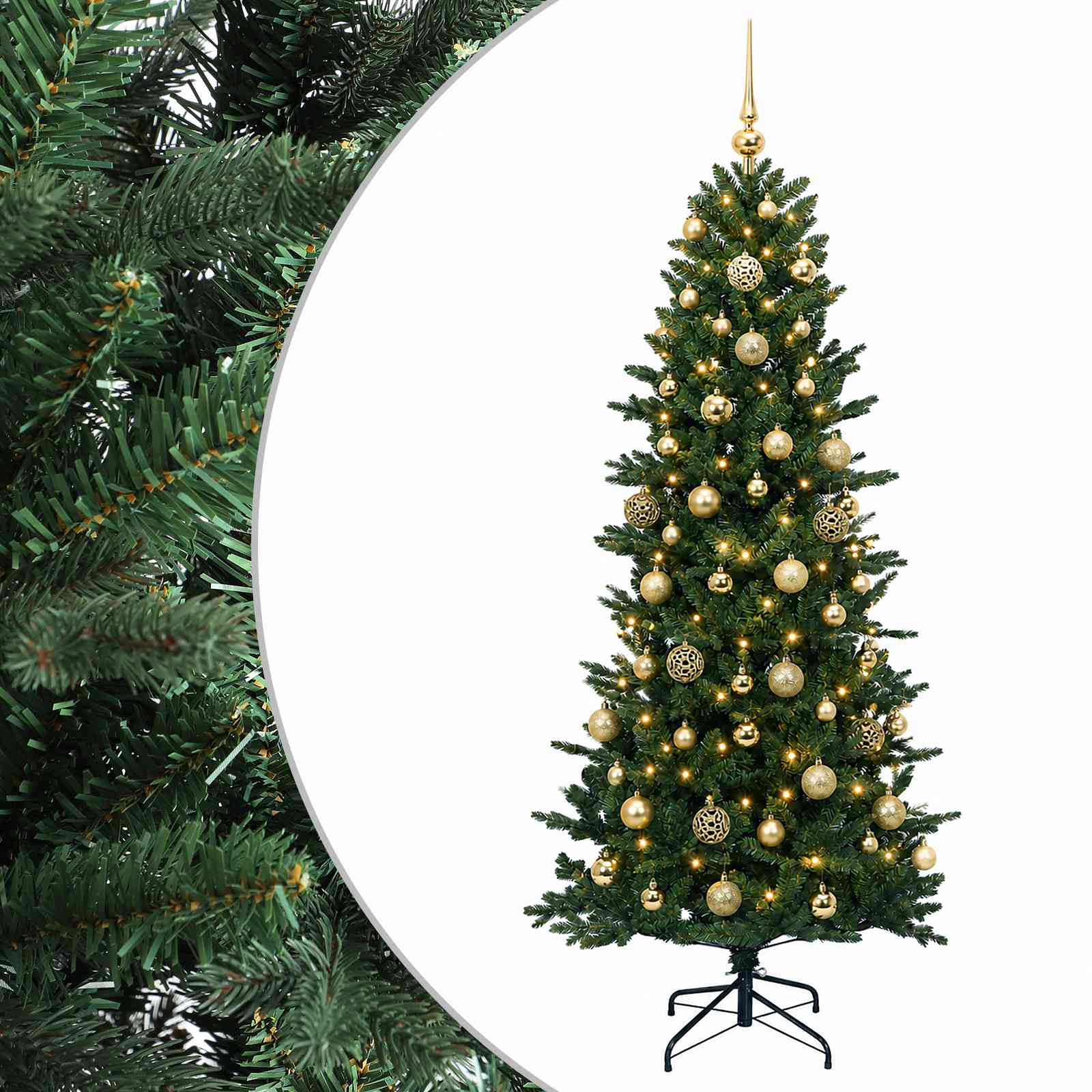 vidaXL Árbol de Navidad artificial con bolas 180 cm 300 LED