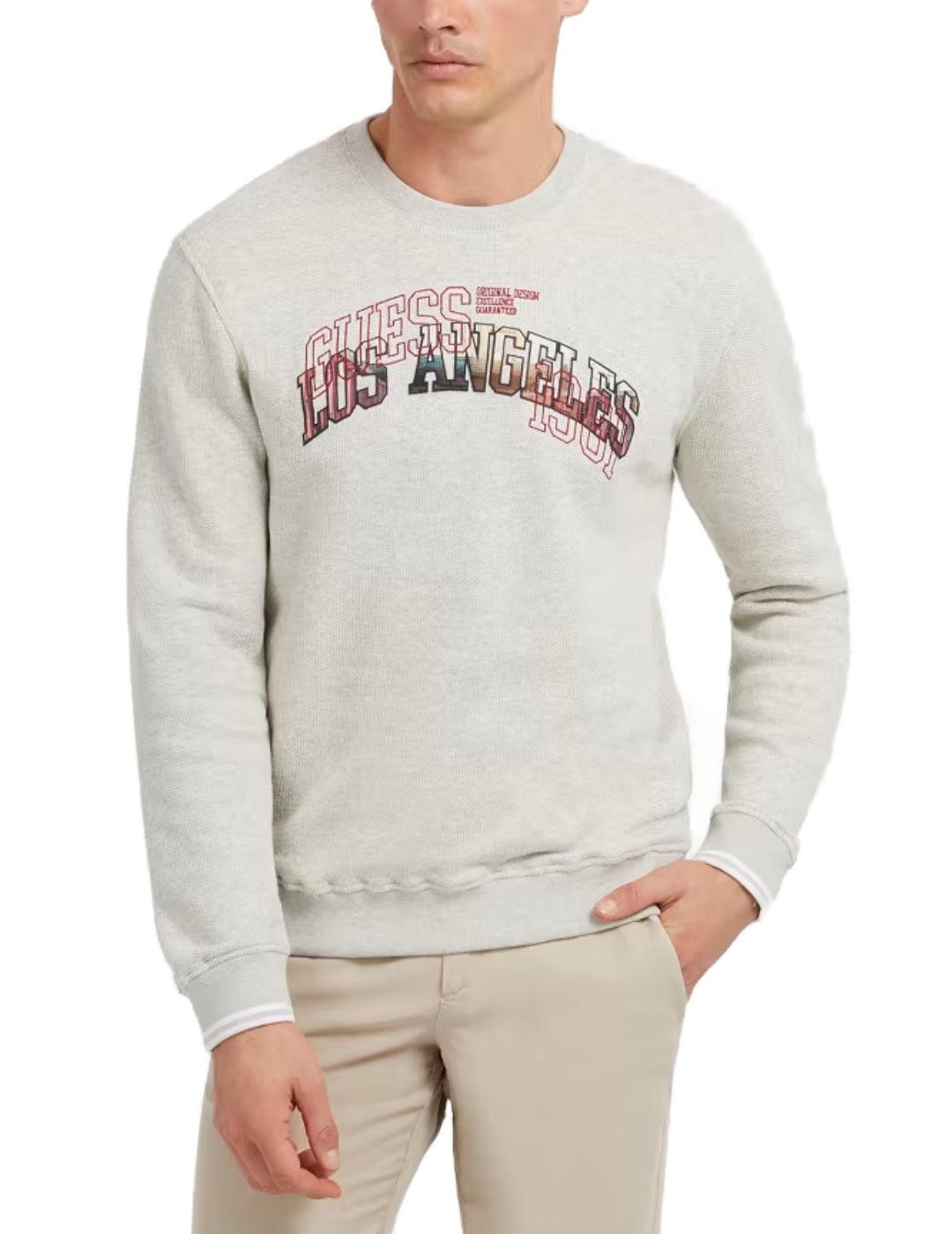 Sudadera Guess La Printed gris sin capucha para hombre