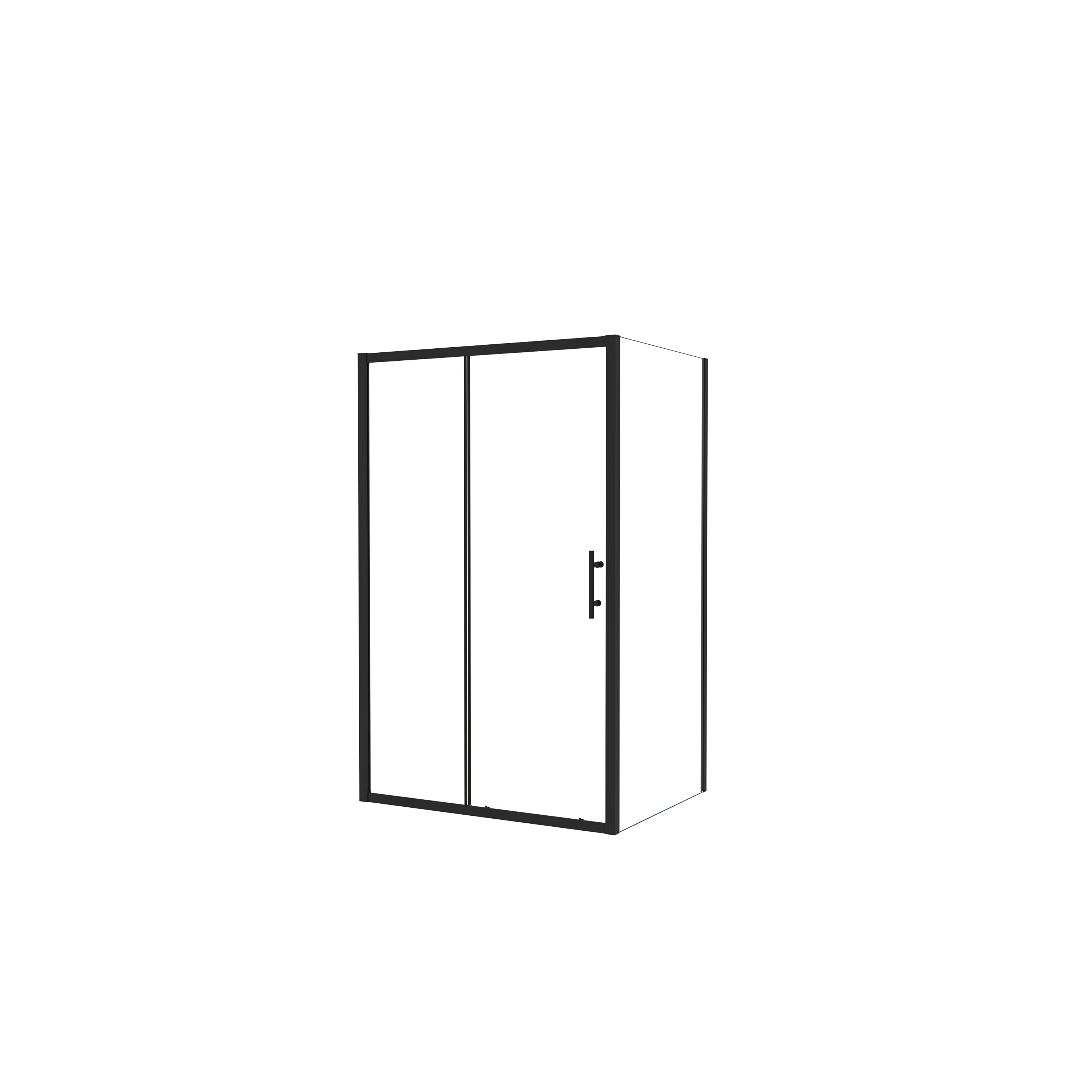 AICA Mampara de Ducha Rectangular Corredera Frontal con Panel Fijo Cristal Templado 5mm Perfil Negro Mate (1361-1401)x(680-700)x1850mm