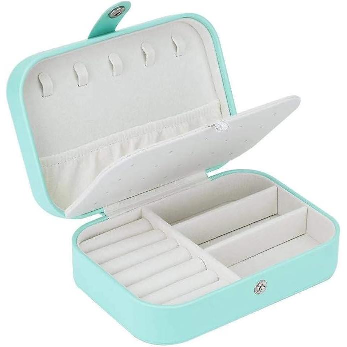 TK Tienda Joyero Pequeño Organizador de Joyas de viaje, Doble Capa, Cuero sintético Premium