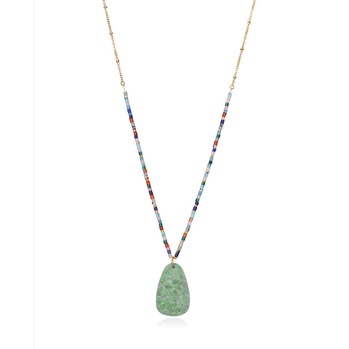 Collar Chic de Acero Ip Dorado con Piedras Naturales de Colores y Colgante de Piedra Natural Viceroy - 14051C01012