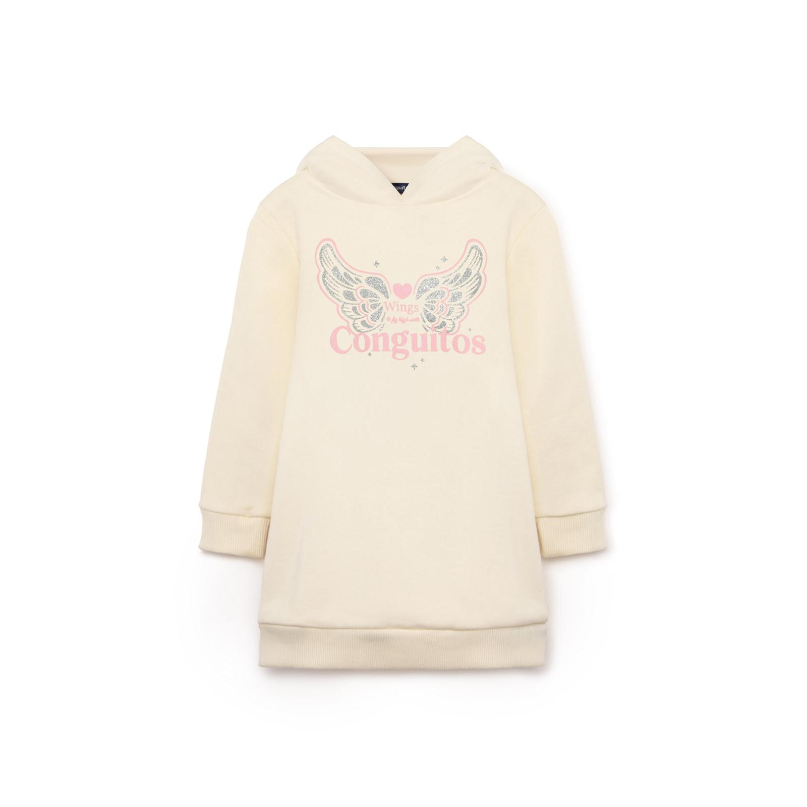 Conguitos - Vestido sudadera con capucha «Conguitos Wings» en color beige para Niña
