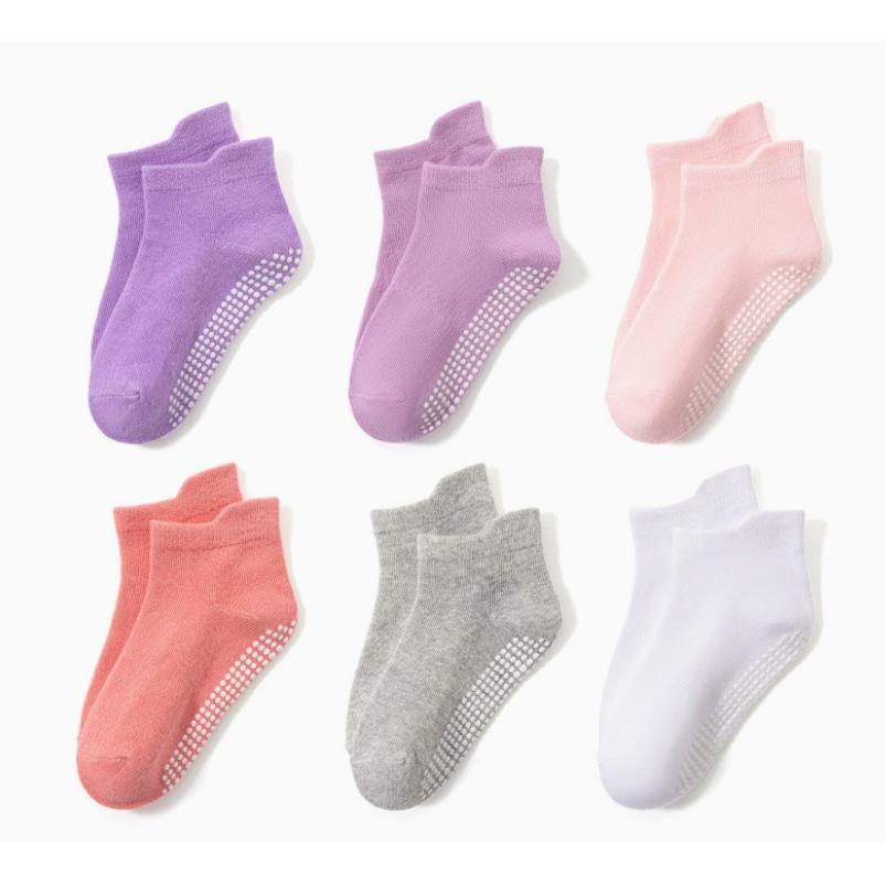Calcetines antideslizantes para NIÑOS Calcetines para el suelo NIÑOS Y NIÑOS Calcetines cortos calcetines de Algodón transpired 6 Pares