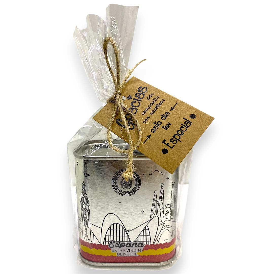 La Chinata Aceite de Oliva Virgen Extra Lata 100ml España (Pack de 24x100ml) Regalo bolsa, tarjetita y cuerda