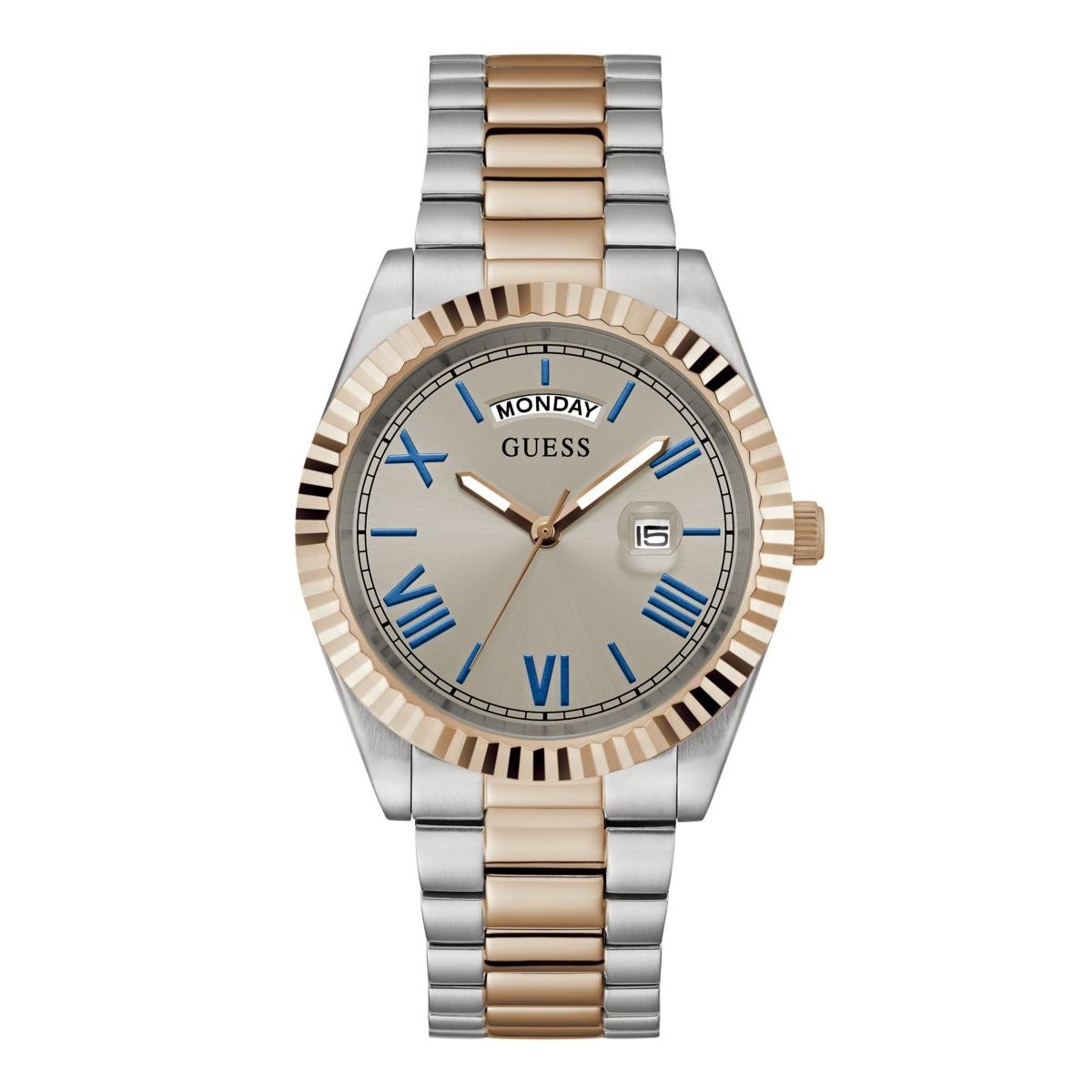 Guess Reloj Hombre Caja De Acero Reciclado Pulsera Acero Reciclado De Color Bicolor Oro Rosa Resistente Al Agua 5 Atm Gw0265g13