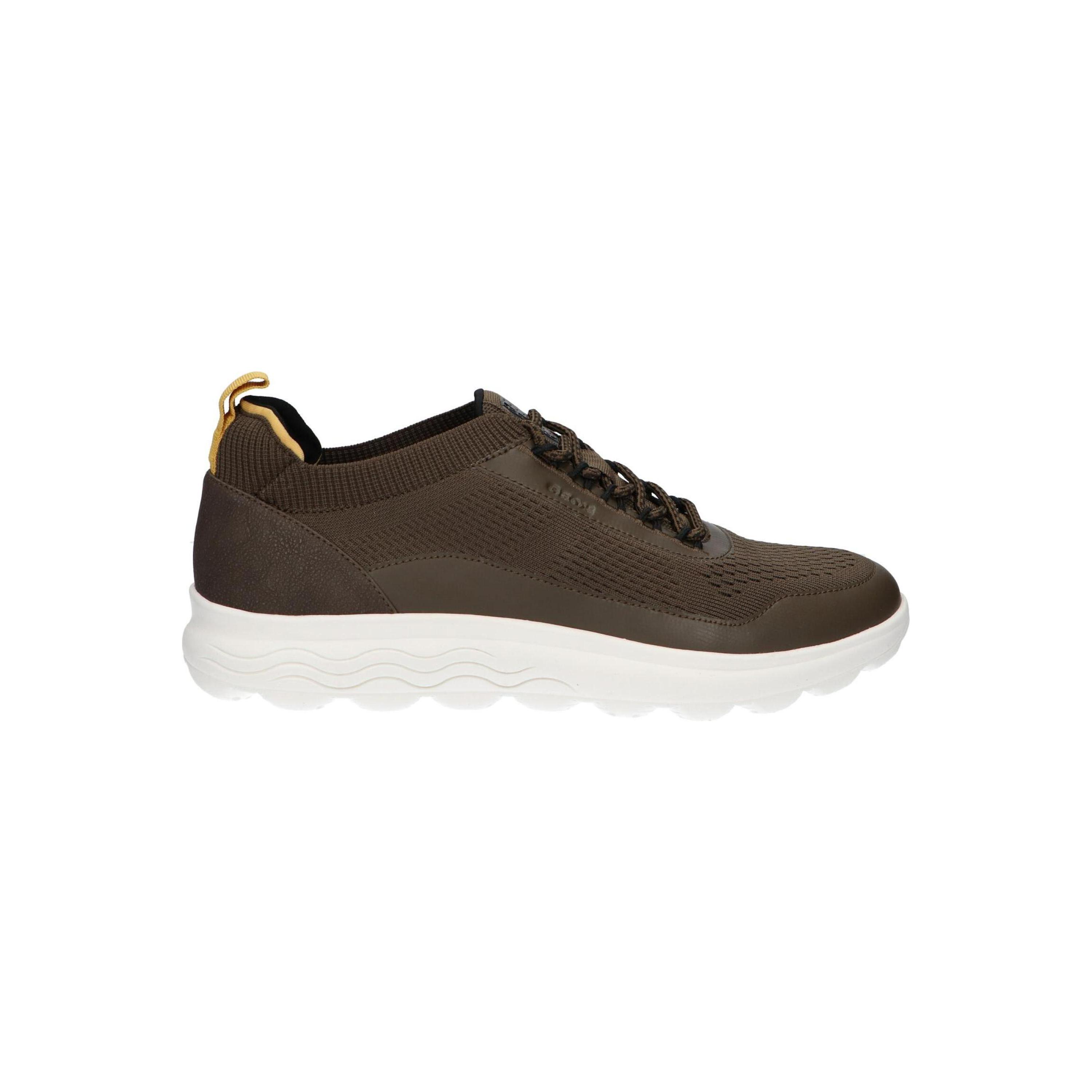 Geox Men's Casual Sneakers in Green - Lightweight synthetic and textile upper, textile lining, rubber sole, lace-up closure, perfect for autumn-winter and spring-summer, stylish and comfortable men's sneakers for daily wear.
