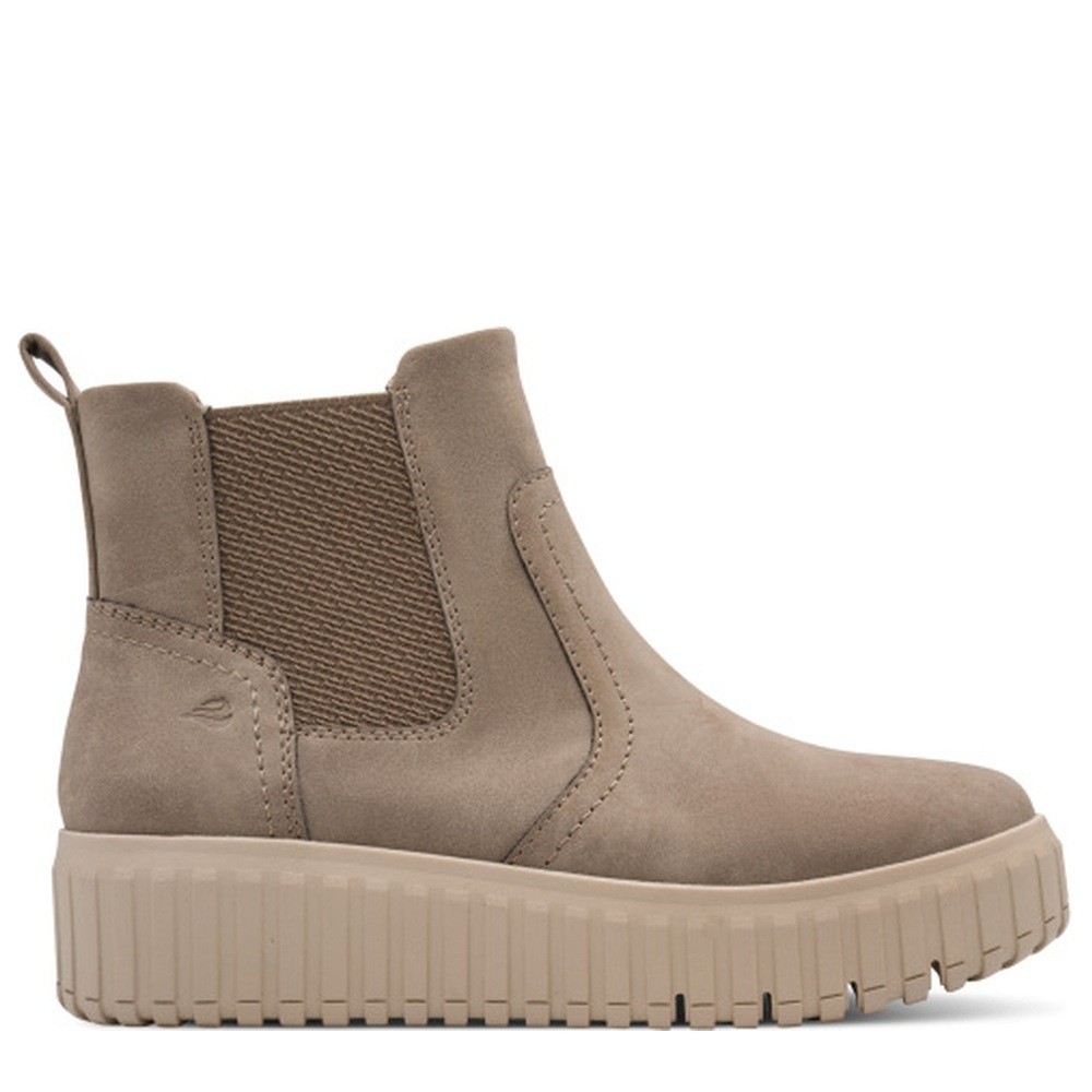 Cómoda  25463 VEGANO TAUPE: botín vegano taupe con cremallera lateral, plantilla acolchada y cuña 2,5 cm. Suela de goma flexible que amortigua y reduce el riesgo de rozaduras. ¡Cómpralas ahora! Altura Tacón bajo (1-3 cm) Referencia