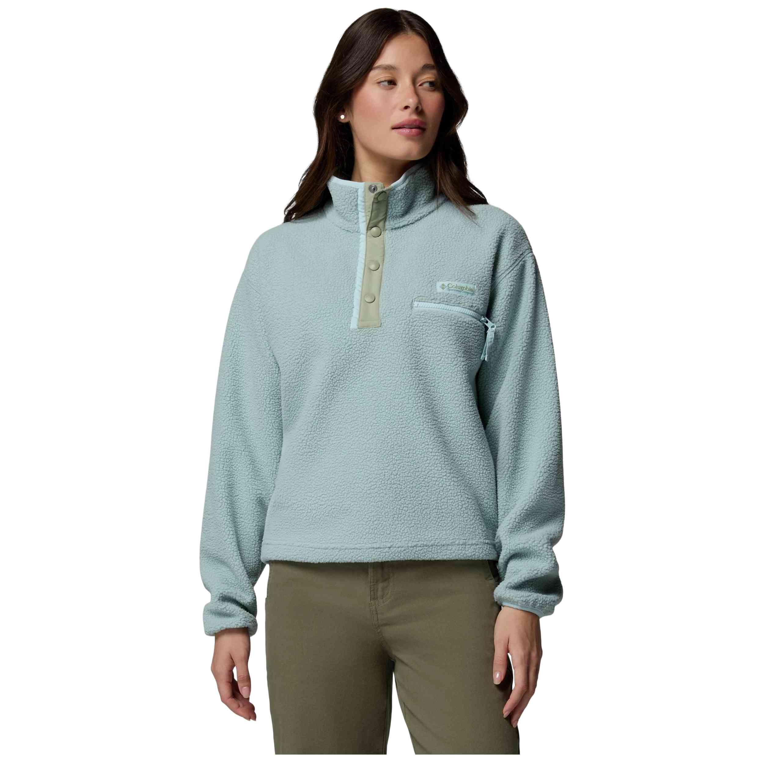 Sudadera Columbia modelo Forro polar Columbia Helvetia II Cropped Half Snap azul pastel mujer para hombre y mujer en color Verde
