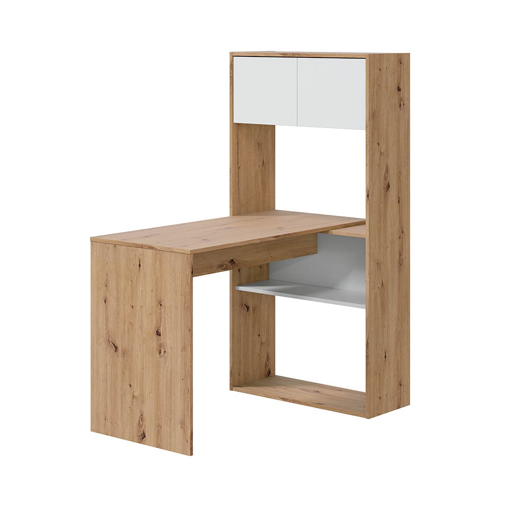 Mesa de escritorio Duo - Roble Nodi y Blanco Artic Fabricado en España - Materiales alta calidad - Somnia Descanso