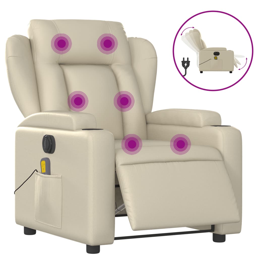 Vidaxl Sillón Reclinable Masaje Eléctrico Cuero Sintético Negro