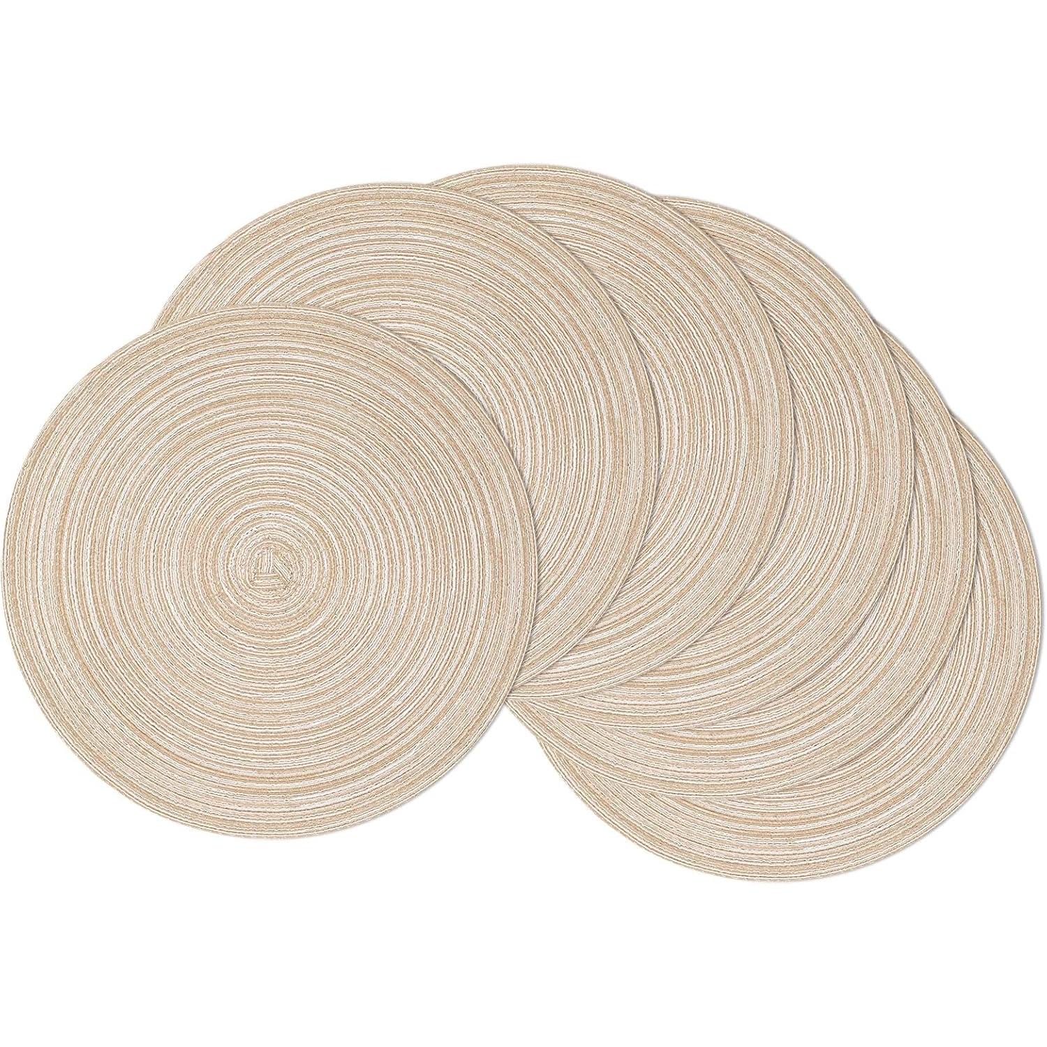 TK Juego de 6 Manteles Individuales Redondos, 38cm Salvamanteles Individuales Trenzados, Mantel Individual Redondo Resistente al Calor Lavable para la Mesa de Comedor