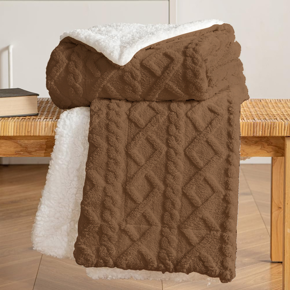 HOMESOL® | Manta Sofa de Borrego, Manta Doble Cara Franela y Sherpa, 100% Poliester, Suave y Caliente para Invierno, 130x160 160x220 220x240