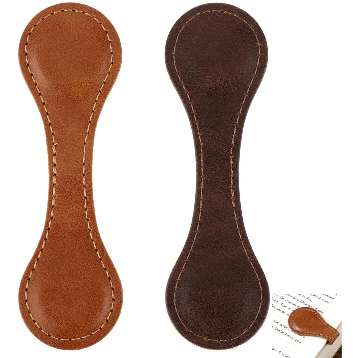 2 piezas - Marcapáginas magnéticos de cuero - Sujetapáginas vintage - Marcapáginas retro - Accesorios de lectura divertidos hechos a mano - Marcapáginas magnéticos de doble cara - Perfectos para amantes de los libros y lectores