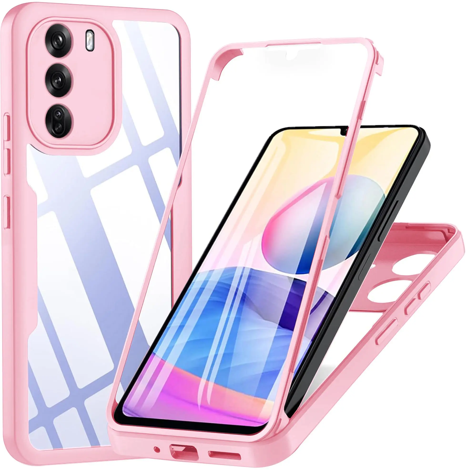 TK Funda Protectora Completa 3 En 1 360° Para OPPO RENO 12 pro 12F 12FS A3 A3X A40 A40M A60 A79 A96 A76 A36 4G 5G Acrílico+TPU Con Anillo Y Soporte Rotativo