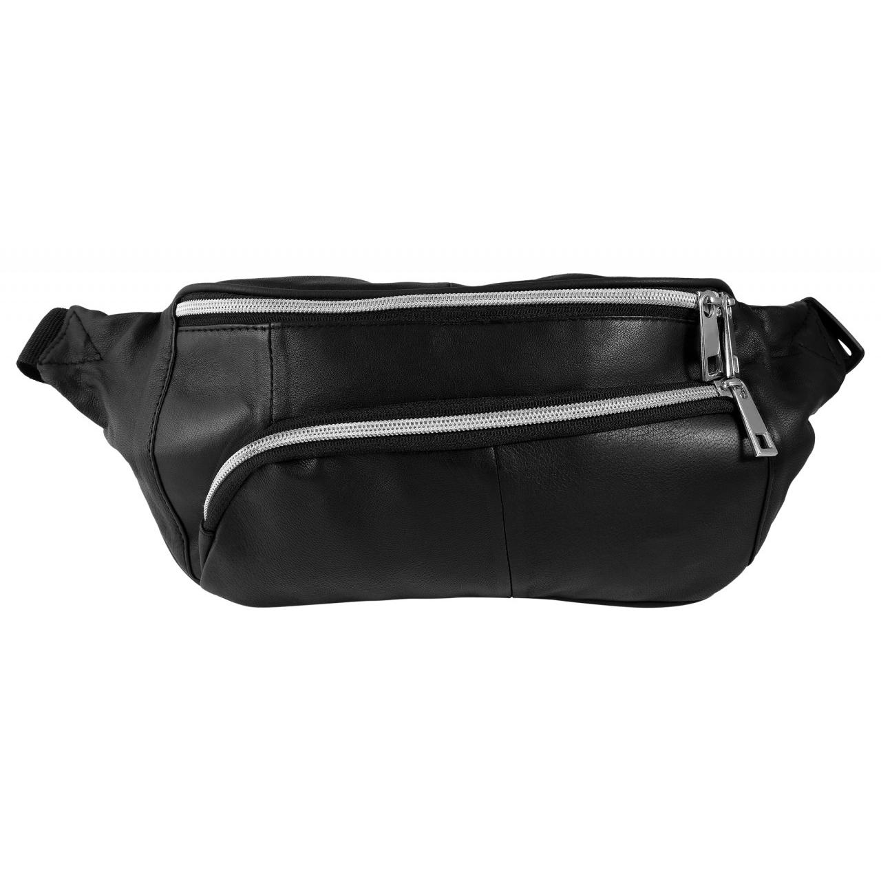 Mestre Artesão® Bolsa de Cintura Preta em Pele Genuína - 0023