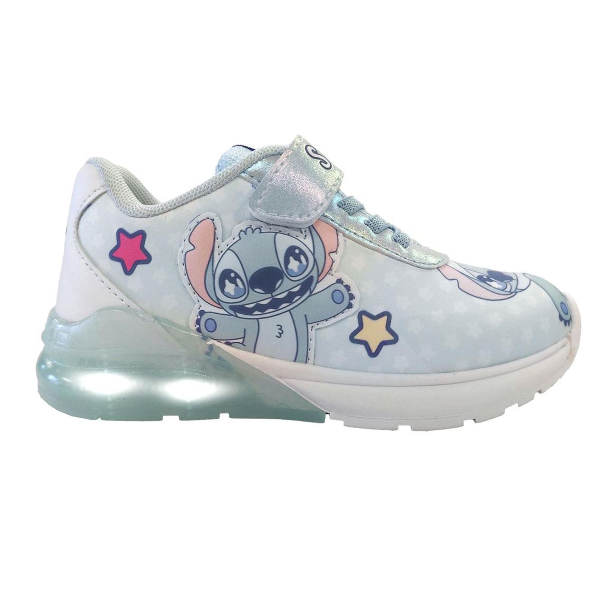 Zapatillas Deportivas Stitch para Niñas con Luces LED, Diseño Oficial Disney, Suela Antideslizante y Cierre de Velcro, Ideal para Escuela y Actividades al Aire Libre
