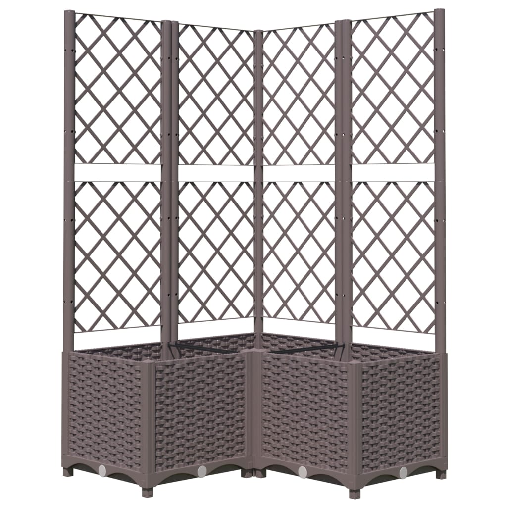 vidaXL Jardinera con enrejado PP 80x80x136 cm Color Gris oscuro, Marrón, Negro y mas