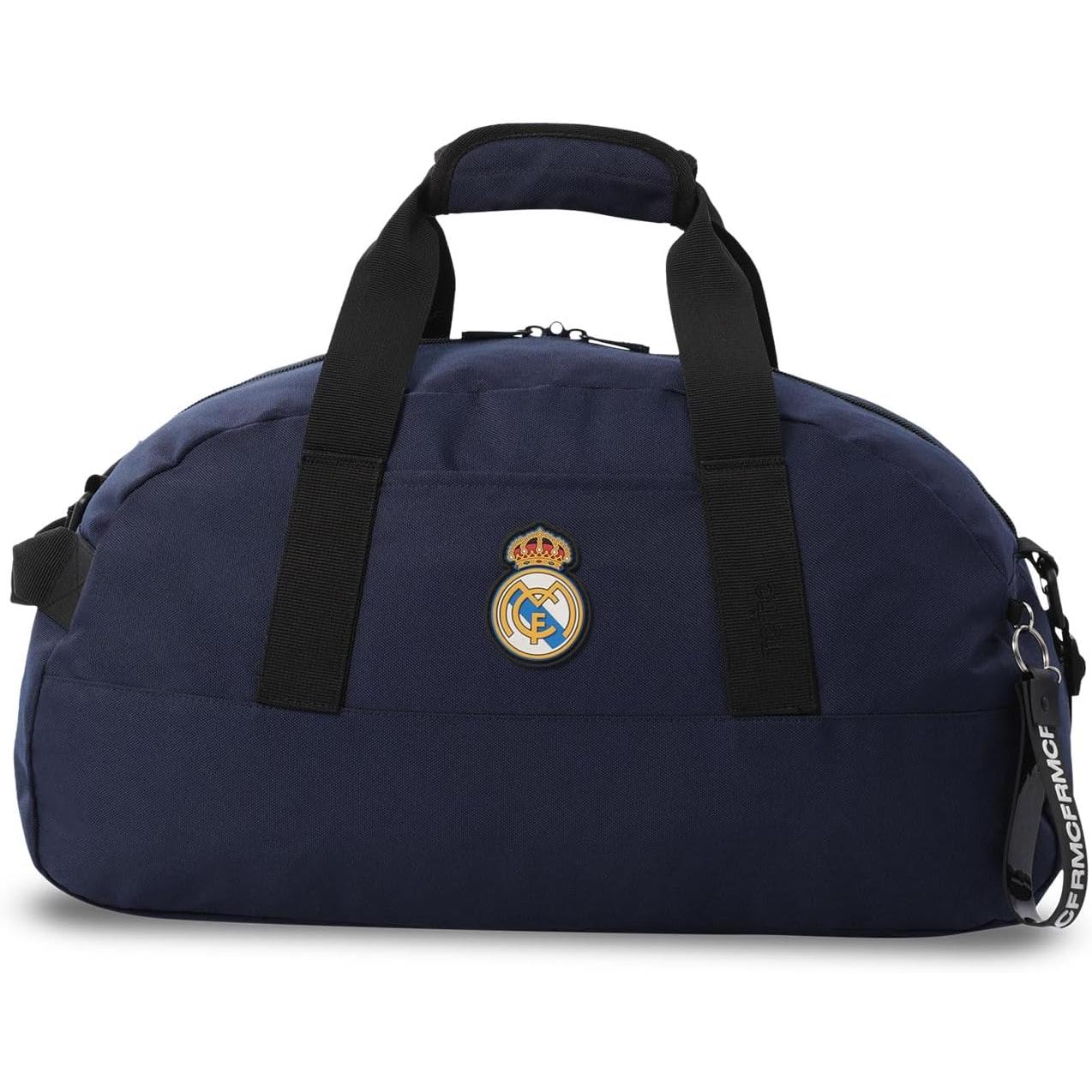 TOTTO - Bolsa de Viaje Oficial del Real Madrid, Bolsa Deporte Pequeña, Capacidad 22L, Asa de Mano, Correa de Hombro Ajustable y Removible, Argollas para Candado, Material Resistente, Color Dress Blues