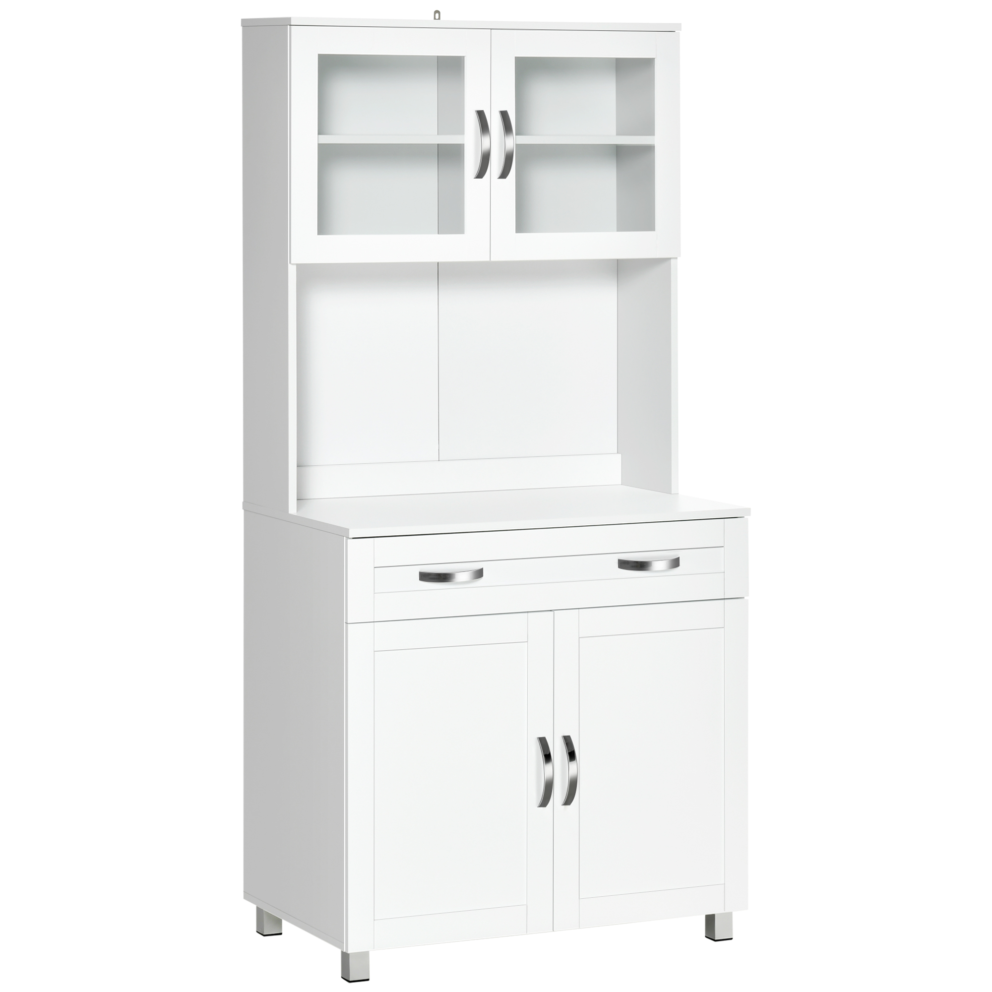 HOMCOM Mueble Aparador auxiliar de Cocina Alacena Buffet Armario de Comedor con Estantes Interiores Ajustables y Cajón 80x48x170 cm Blanco