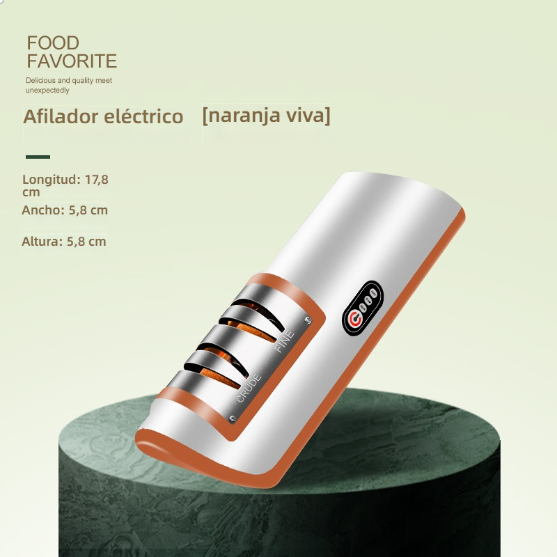 Afilador de cuchillos eléctrico, piedra de afilar portátil multifunción, herramienta de cocina práctica con carga automática.