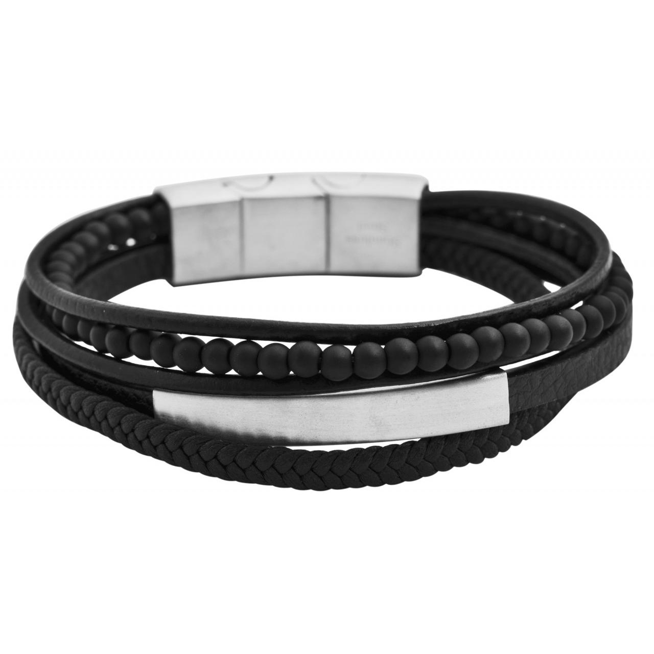 Akzent® Pulsera em Pele Sintética e Aço Inoxidável 0219