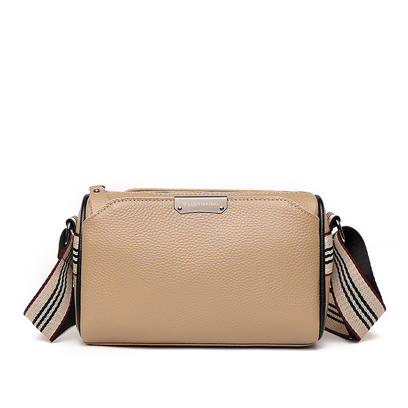 Bolso bandolera de piel auténtica para mujer, bolso de hombro clásico, bolso tote moderno y elegante, correa de hombro ancha