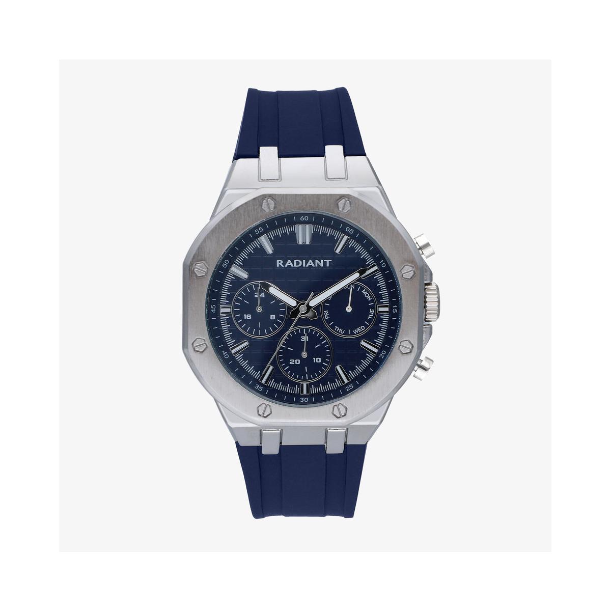 Radiant Reloj Hombre Caja De Metal Pulsera Silicona De Color Azul Resistente Al Agua 5 Atm Ra651706