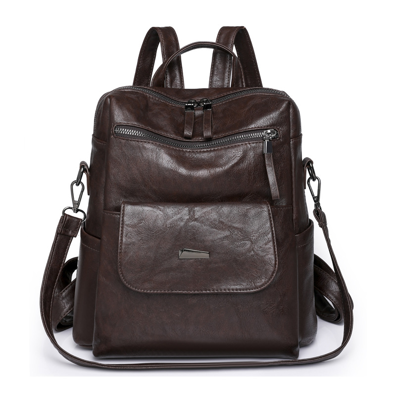 Mochila de cuero impermeable para mujer, bolso escolar de moda para bolso de mochila para mujer, bolso de mochila retro