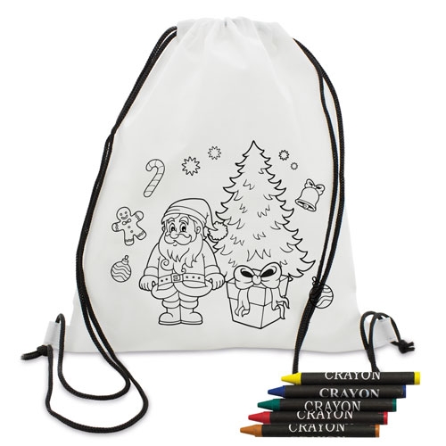 Lote de 20 Mochilas Infantiles para Colorear y Pintar, Diseño Navideño con Papá Noel, Árbol y Regalos, Detalles para Navidades, Colegios y Guarderías Navidad
