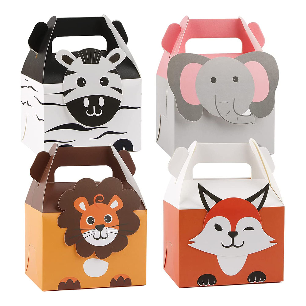 Bolsas de Fiesta para Animales 20Pcs Bolsas de Regalo de Papel Pequeñas para Fiesta de Niños 4 Diseños Temáticas de Selva para Cumpleaños