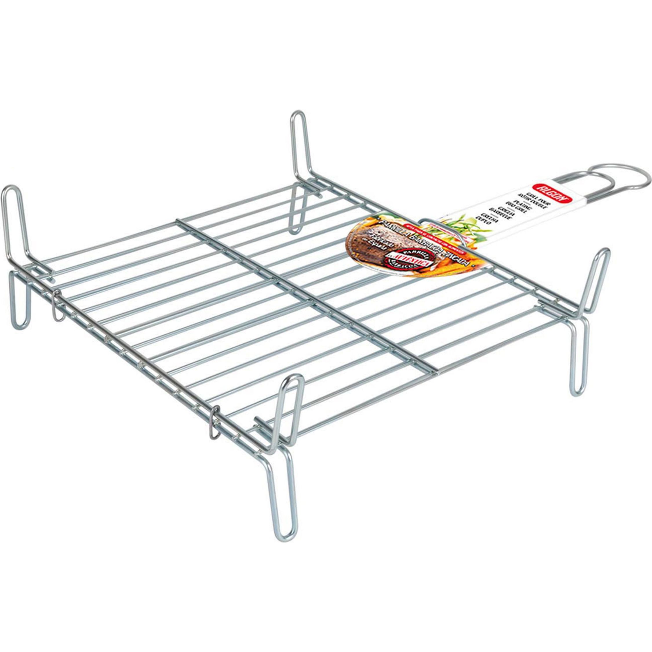 Algon - Parrilla Barbacoa Doble Zincada 35x35 cm - Resistente, Duradera y Fácil de Limpiar - Versátil para Exteriores - Portátil