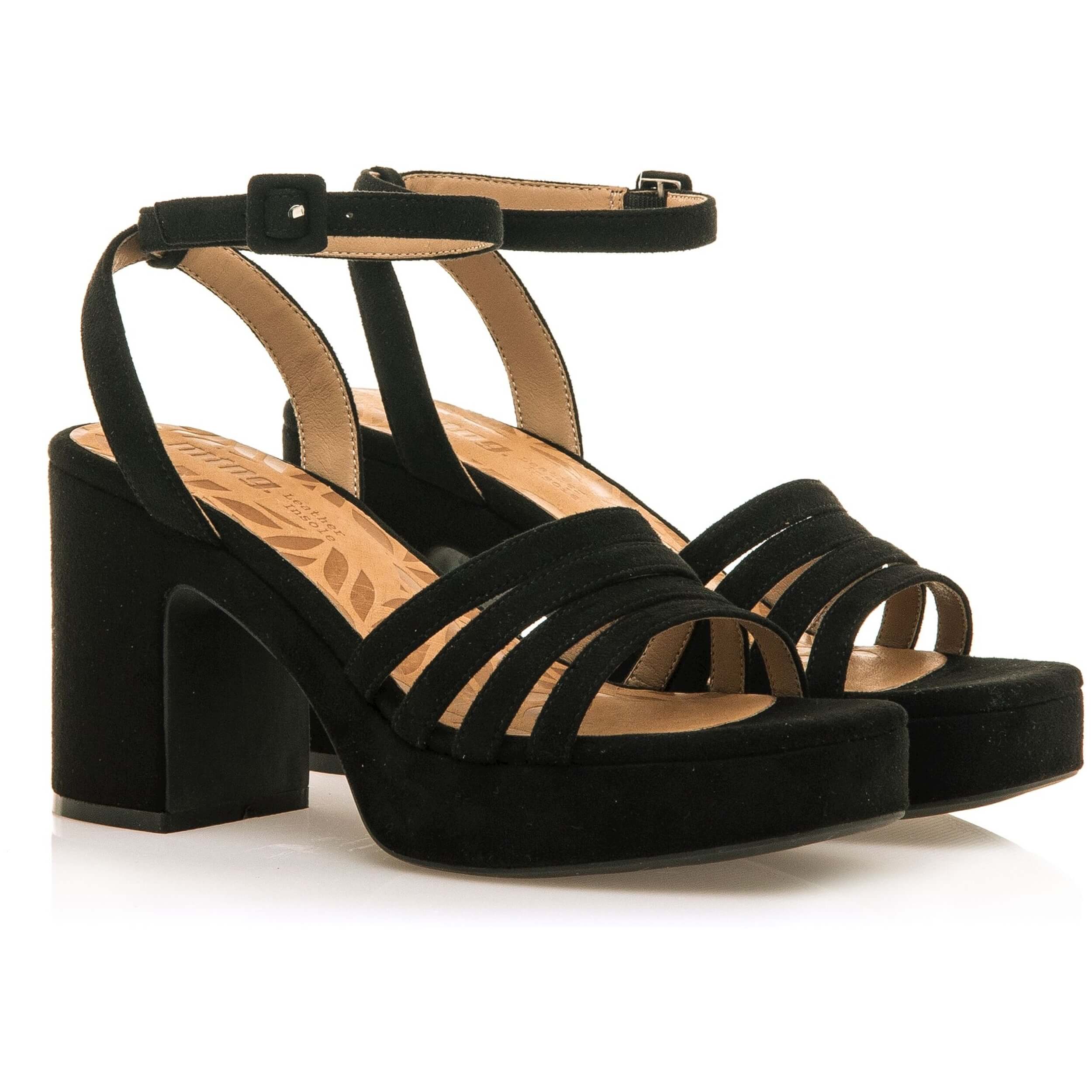 Sandalias De Tacon Mustang para Mujer en color Negro