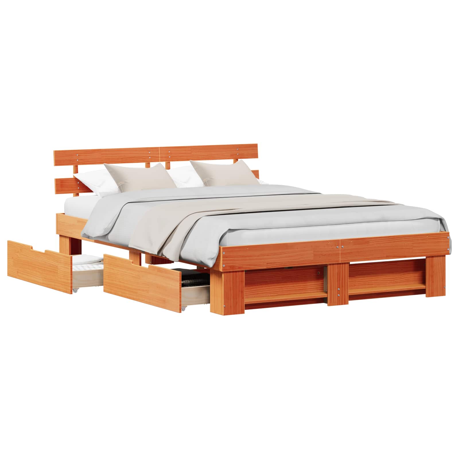 vidaXL Estructura de cama con cabecera con cajón Madera de pino macizo Cama Multitalla