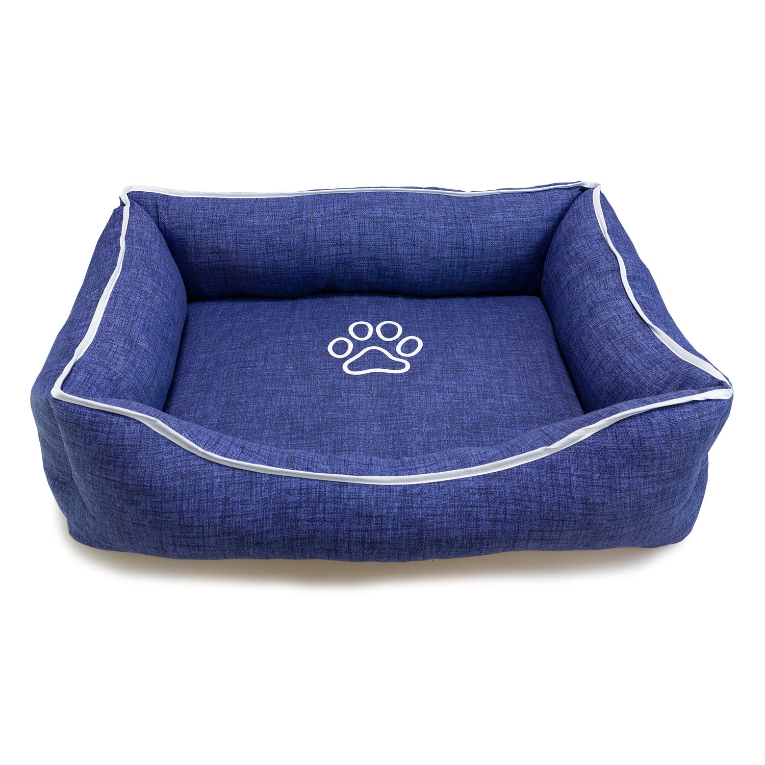 Cama Cama cuadrada Azul con Huella y Ribete 70x55x19cm