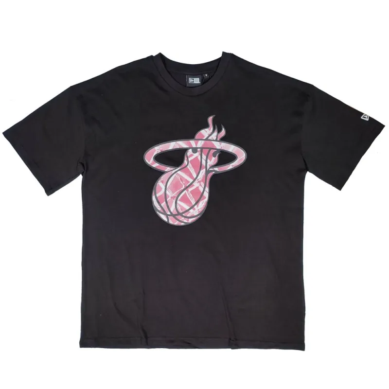 Camiseta manga corta Miami Heat "NBA Infill Logo" Oversized de New Era en Negro