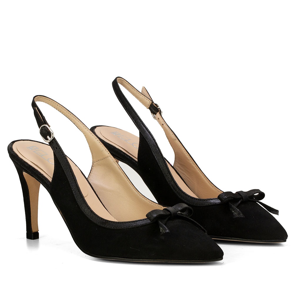 Elodie Salon Alba en Piel Ante Negro, Made In Spain
