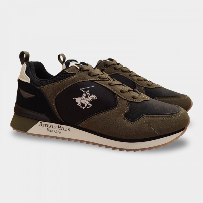Beverly Hills Polo Club - Zapatillas casuales para hombre con diseño moderno en verde y negro, para diario y vestir