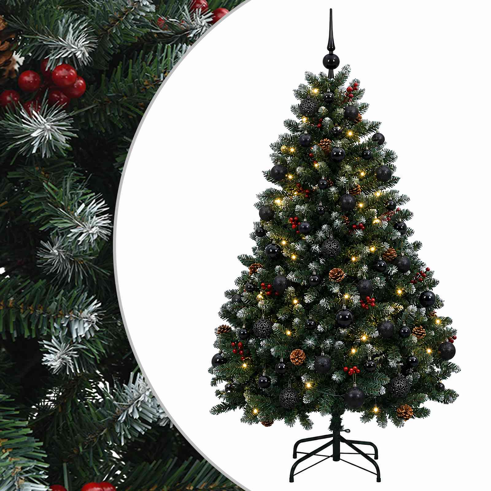 vidaXL Árbol de Navidad artificial verde con bolas 150 cm 150 LED