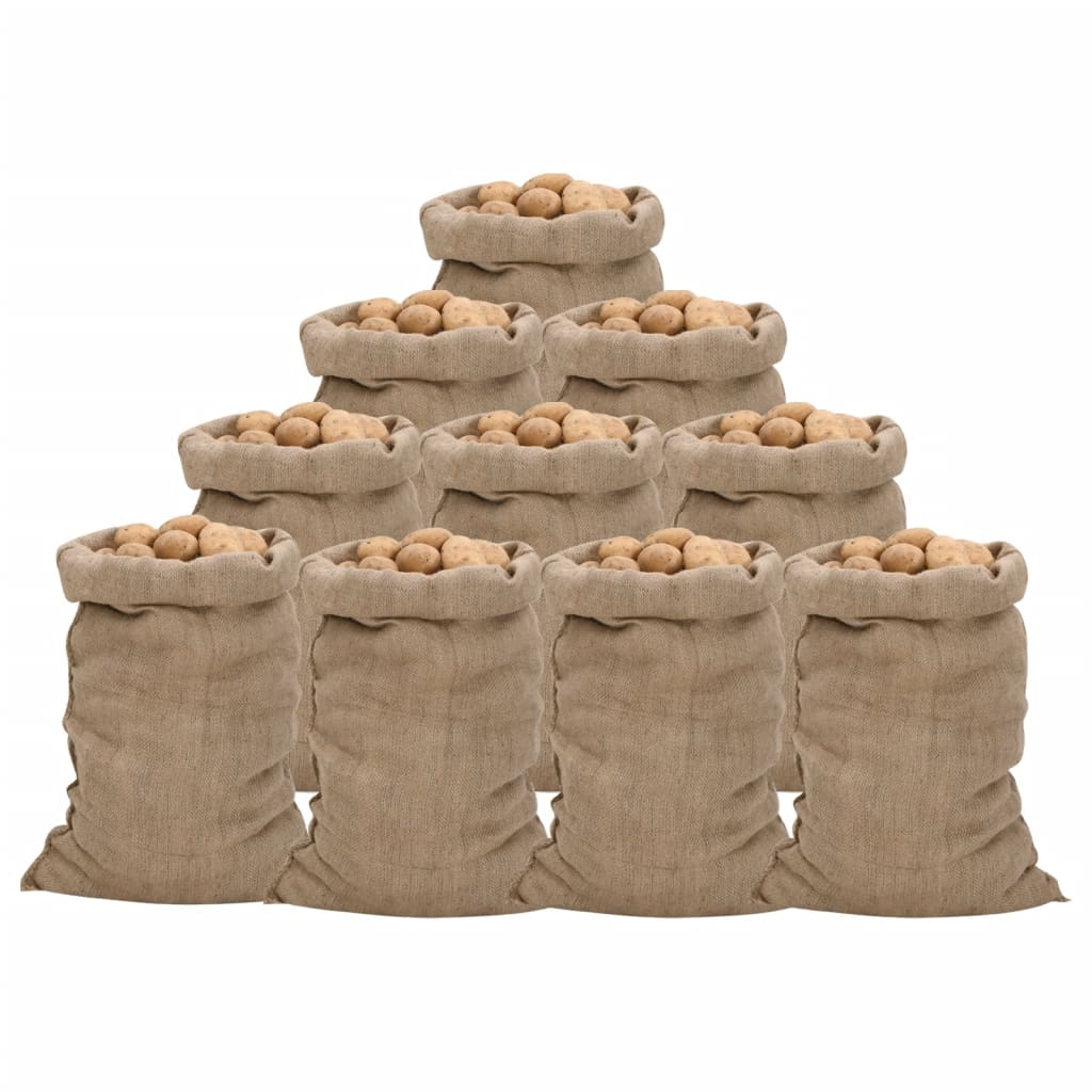 vidaXL Sacos de Yute Bolsas de Arpillera (10 unidades) 100% Yute 340 g/m² Dimensiones 60 x 105 cm, 65 x 135 cm, 100 x 110 cm