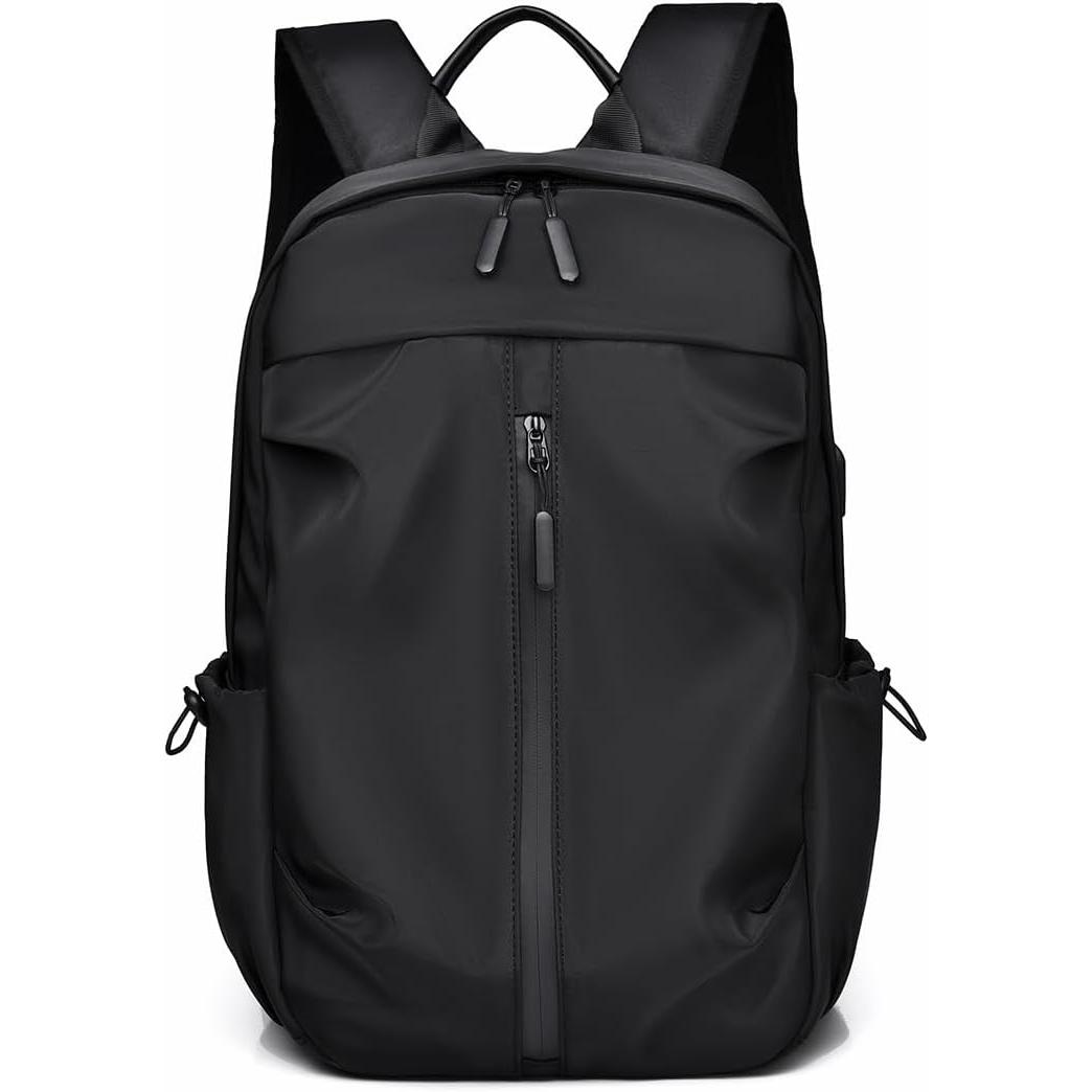TK Mochila Negra Informal para Hombre de 14 Pulgadas con Carga USB - Impermeable y de Alta Calidad - Ideal para Viajes y Estudiantes