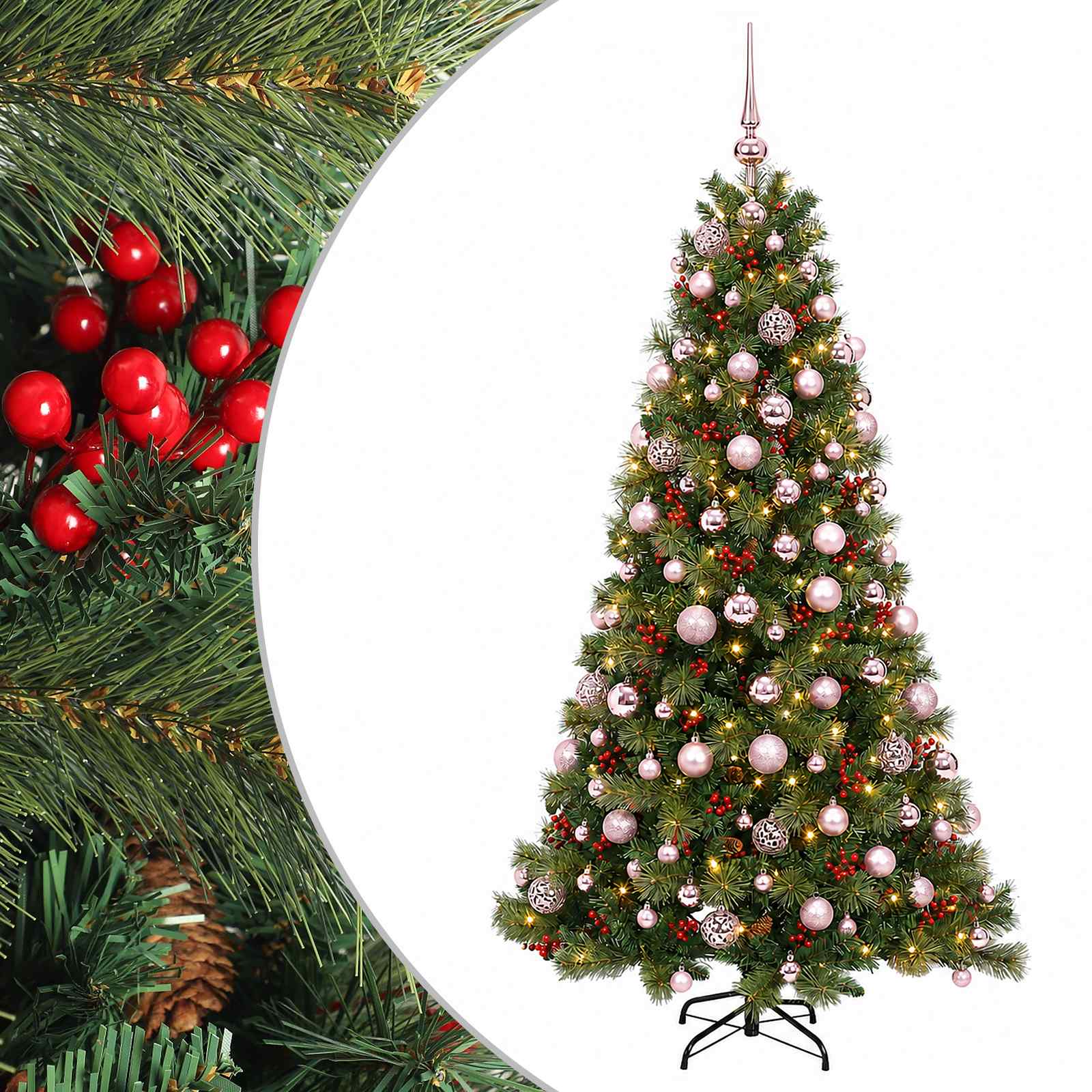 vidaXL Árbol de Navidad artificial con bolas 240 cm 300 LED Multicolor