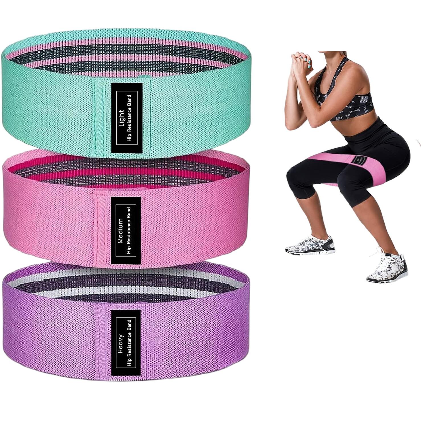 Bandas de Ejercicio de Resistencia 18Lbs a 70Lbs | Set de 3 Tela Antideslizantes