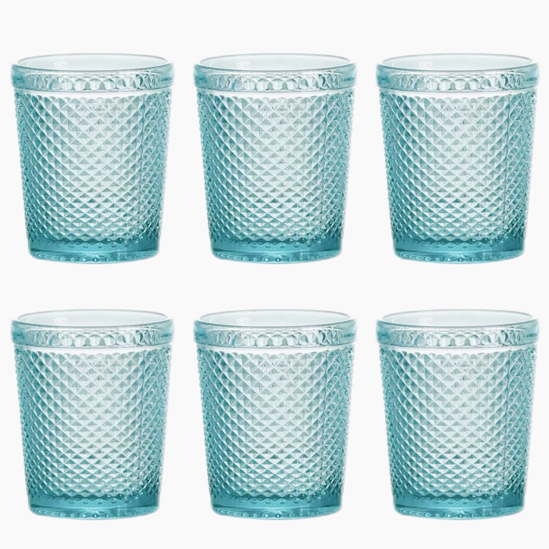 TRESV Set de 6 Vasos de Colores de Cristales de 250ml - Productos de Vidrio de Alta Calidad - Apto para Uso Diario