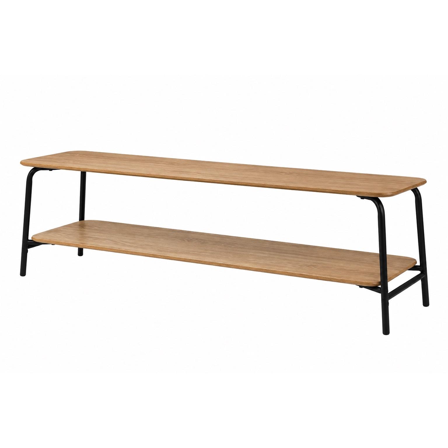 Mueble TV MARCEL 150x40x43,5 cm de 2 Niveles con Estructura Negra