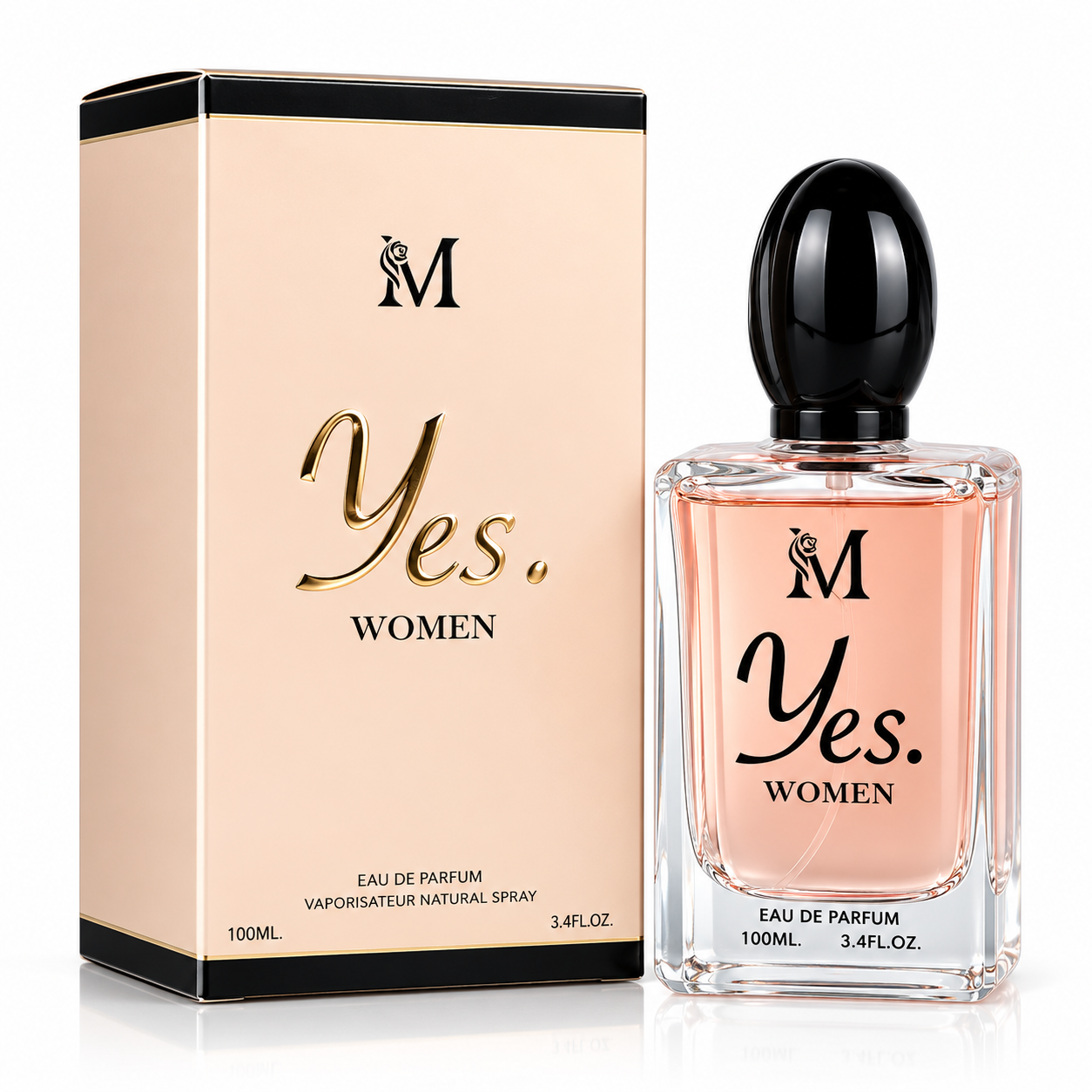 Yes Women Eau de Parfum para Mujer 100 ml | Perfume Femenino Floral, Cítrico y Amaderado | Bergamota, Mandarina, Rosa, Jazmín, Grosella Negra, Sándalo, Cedro, Almizcle y Pachulí | Fragancia Elegante con Spray Vaporizador