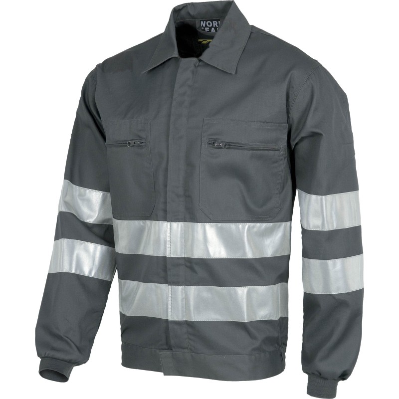 Cazadora/Chaqueta de Trabajo Gris con Bandas Reflectantes