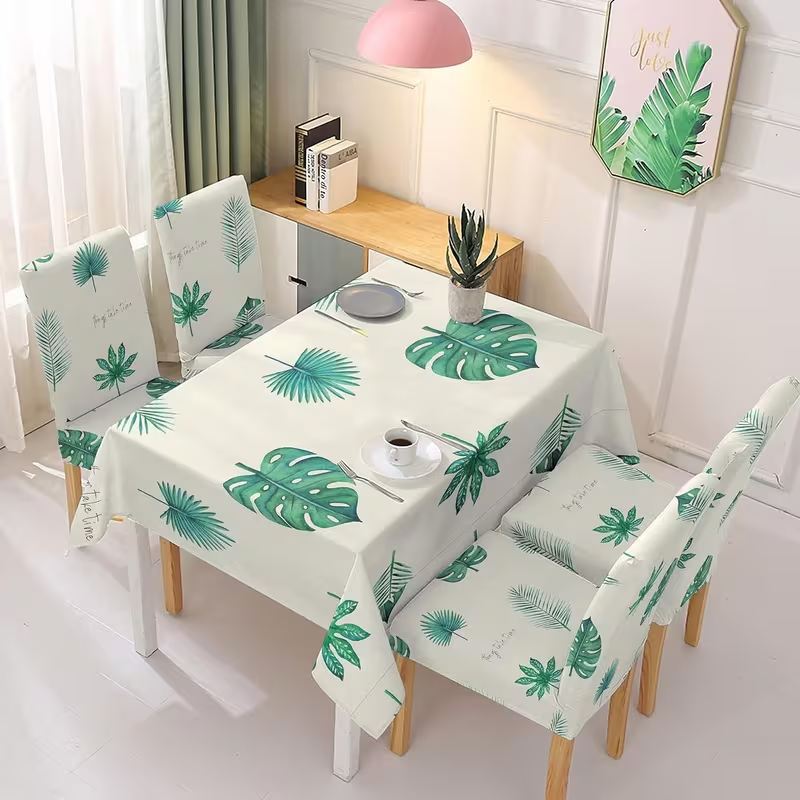 Juego de Mantal y Funda de Silla, Mantel de Mesa Rectangulo 140 x 180cm (4 Fundas para Silla con Elastico), 140 x 220 cm (6 Fundas para Silla con Elastico(Fundas para Silla con Elastico), 100% Poliester, Estampado