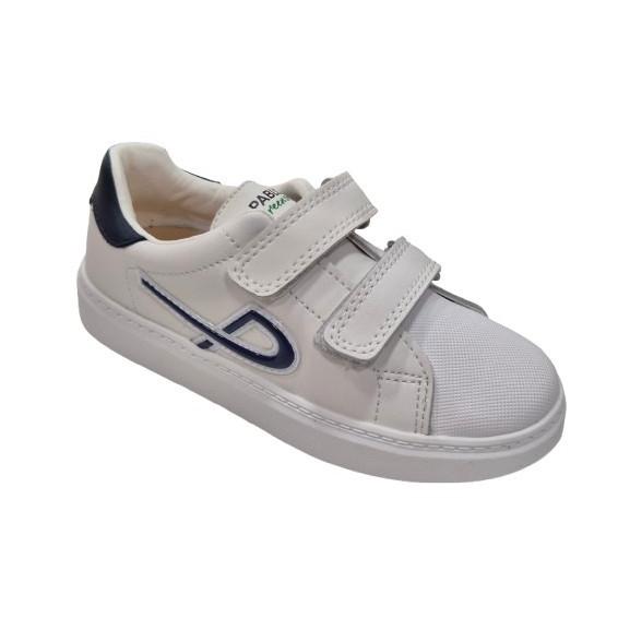 Zapatillas Deportivas Con Velcro Para Niños, Marca Pablosky, En Color Blanco Y Azul. Pablosky