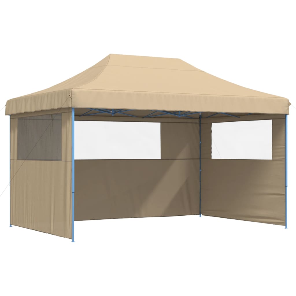 vidaXL Tienda de fiesta plegable Pop-Up con 3 paredes laterales beige