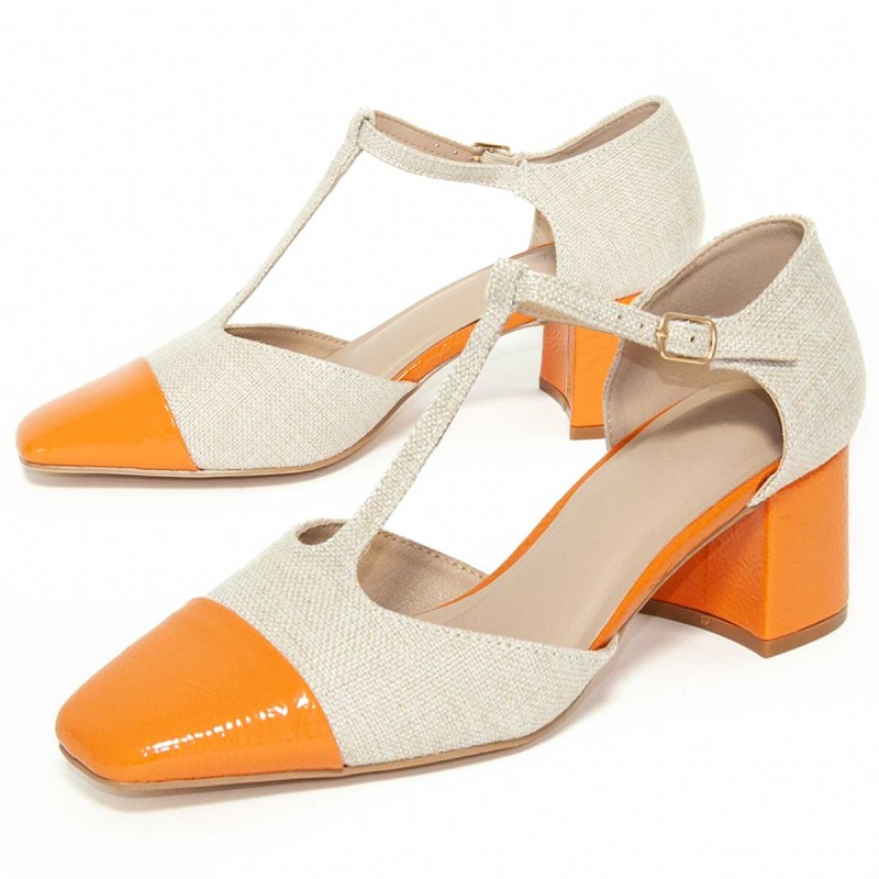 Zapato De Tacón Con Talón Y Puntera Cerrados Bicolor Para Mujer Montevita Seu 105276